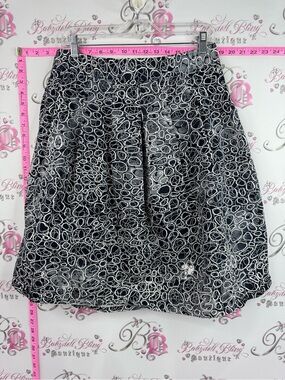 Christopher & Banks skirt swirls navy Black and White Abstract A-Line Skirt